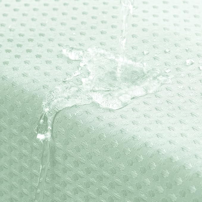 MitoVilla Extra Long Shower Curtain 72 x 84, Green 84 inch XL Waffle Fabric Shower Curtains for Modern Luxury Bathroom Decor, Waffle Weave Textured Weighted Shower Curtain 84 inch, Mint Green