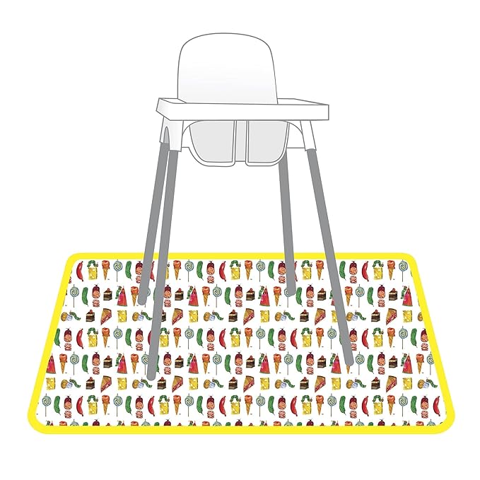 BapronBaby Eric Carle Food Parade Splash Mat - Waterproof Catch-All for Under High Chairs, Floors, Tables, Playtime or Arts & Crafts - Machine Washable - 45" x 45”