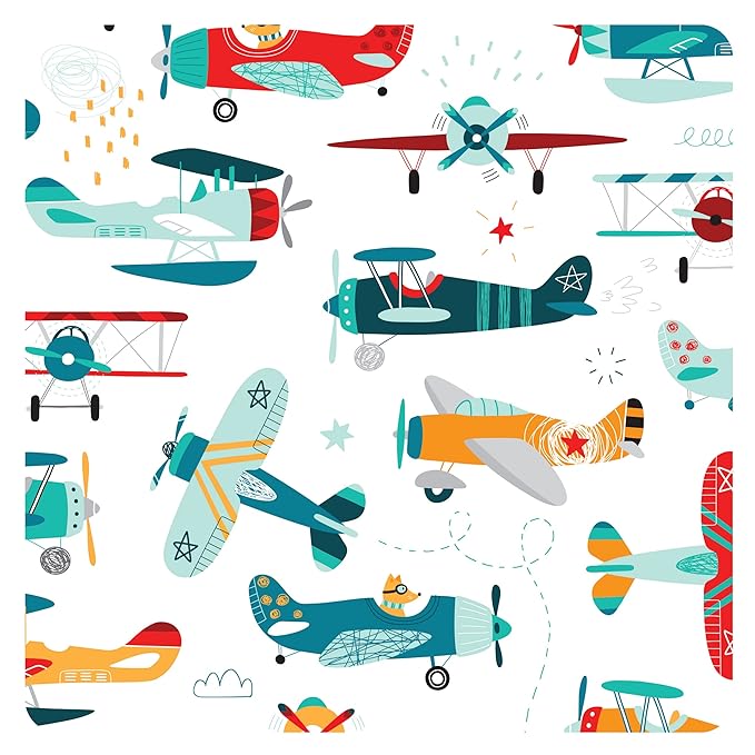 BapronBaby Retro Airplanes Splash Mat - Waterproof Catch-All for Under High Chairs, Floors, Tables, Playtime or Arts & Crafts - Machine Washable - 45" x 45”