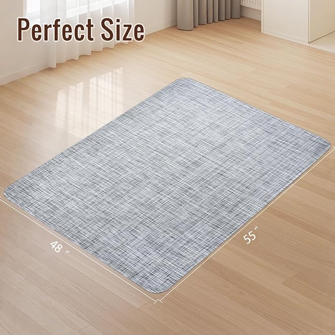 Wansimoo Office Chair Mat for Hardwood and Tile Floor, 48"x55" Floor Mat, Heavy Duty Computer Gaming Chair Mat, Anti-Slip, Non- Curve, Desk Chair Mat,Floor Protector for Home Office(Grey)