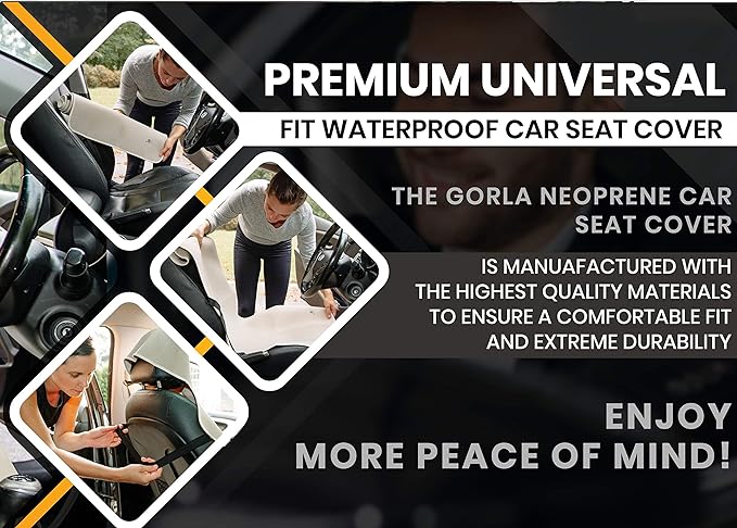 Gorla Gear Camo Premium Universal Fit Waterproof Stain Resistant Car Seat Cover Neoprene Non-Slip Bucket Seat Hunting Dog & Sweat Proof Protector Save Your Leather Cloth Seats Auto Van Truck SUV Sedan