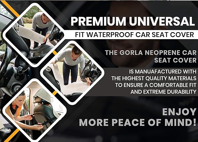 Gorla Gear Pink Premium Universal Fit Waterproof Stain Resistant Car Seat Cover Neoprene Non-Slip Bucket Seat Dog Sweat Proof Protector Save Your Leather Cloth Seats Automotive Van Truck SUV Sedan