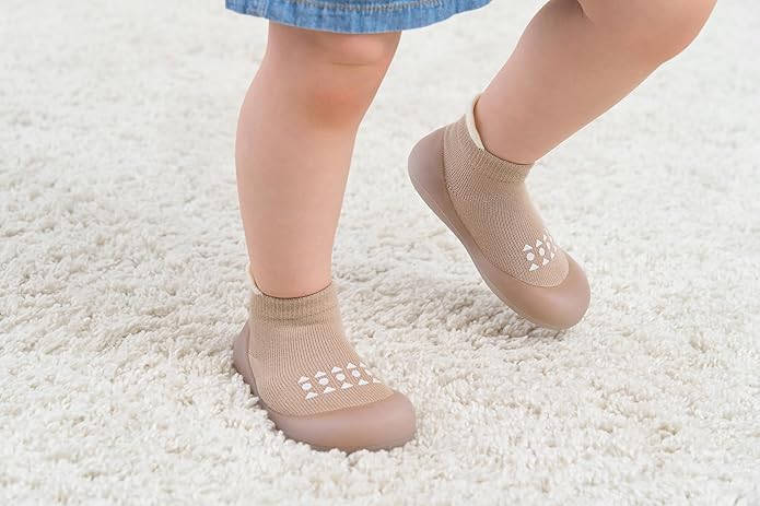 Hstyle Baby Sock Shoes Toddler Walking Shoes Infant Non-Slip Slippers Soft Rubber Sole Sneakers for Baby Boys Girls