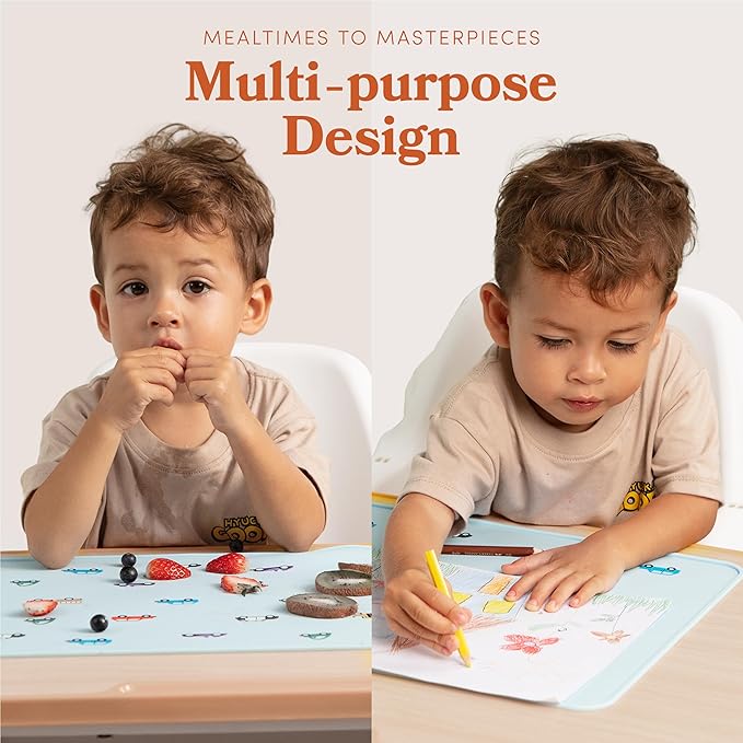 Silicone Placemats for Dining Table - Non-Slip Grip, Ridged Edges, Car Design