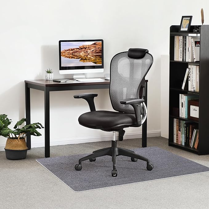 Office Chair Mat - for Hardwood Floors, Large Non-Slip Easy-Clean Floor Protection Blanket (Grey, “55 x 35in”).
