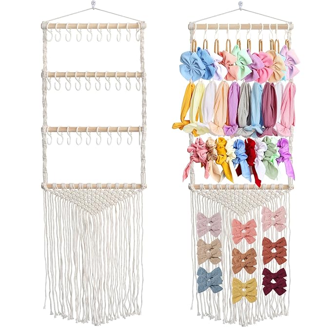 Headband Holder Hair Bows Organizer for Girls, Baby Headbands Hair Accessories Organizer Storage Wall Hanging Decor for Toddler Girls Room