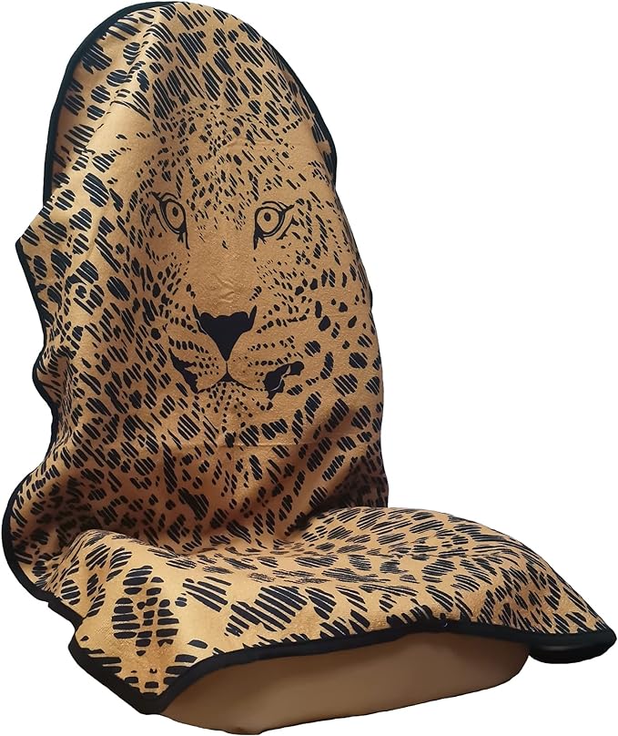 LoyaGour Car Seat Cover Protector Front Seats,for Gym Workout,Running,Swimming,Beach and Hiking,Waterproof Sweat Towel Bucket Seat Covers for Cars SUV Trucks (Leopard, 1Pcs)
