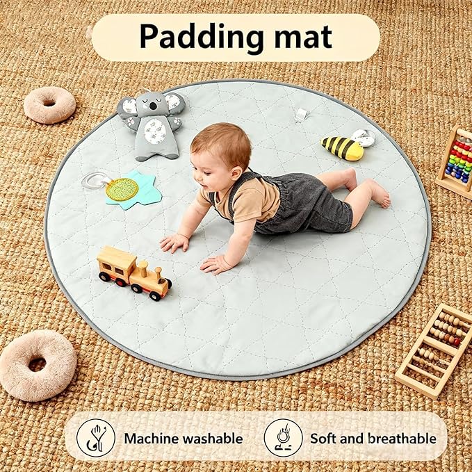 LADIDA Baby Play Gym, Activity Mat, 3 Stage Play Mat Padded Tummy Time Mat with STEM Based Toys for Sensory and Motor Skill Development, Newborn to Toddler