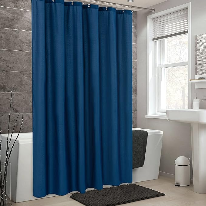 ALYVIA SPRING Long Fabric Shower Curtain Liner Waterproof - 72" x 78", Soft & Lightweight Long Shower Curtain with 3 Magnets, Machine Washable - 72x78, Navy