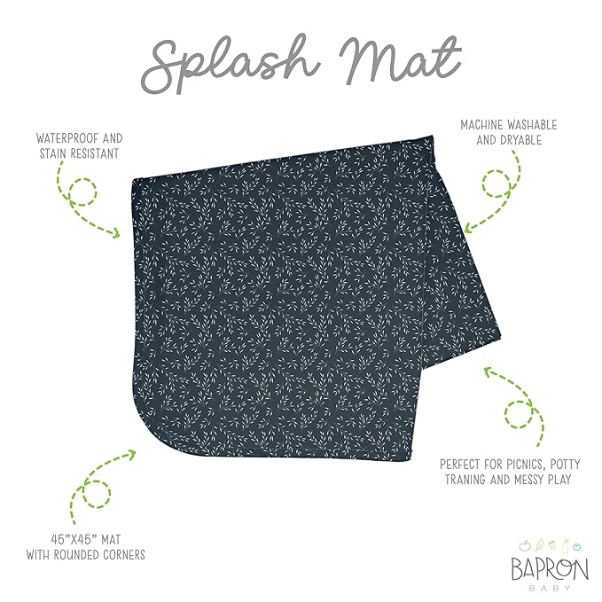 BapronBaby Willow Splash Mat - Waterproof Catch-All for Under High Chairs, Floors, Tables, Playtime or Arts & Crafts - Machine Washable - 45" x 45”