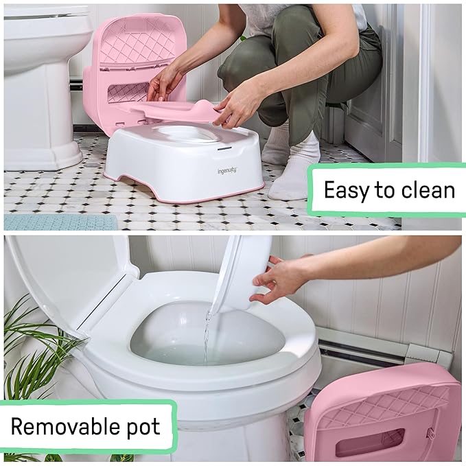 Ingenuity Prepare to Potty 3-in-1 System - Potty Training Toilet, Topper, Step Stool, Easy Setup, Pink, For Toddlers 18 Months+