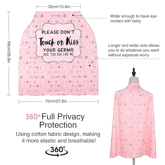 Metplus No Touch Sign Car Seat Cover for Babies, Mom Nursing Covers Breastfeeding Scarf, Multi Use Infant Carseat Canopy for Newborn Carrier/Stroller/Shopping Cart, Baby Shower Gifts for Boy Girl