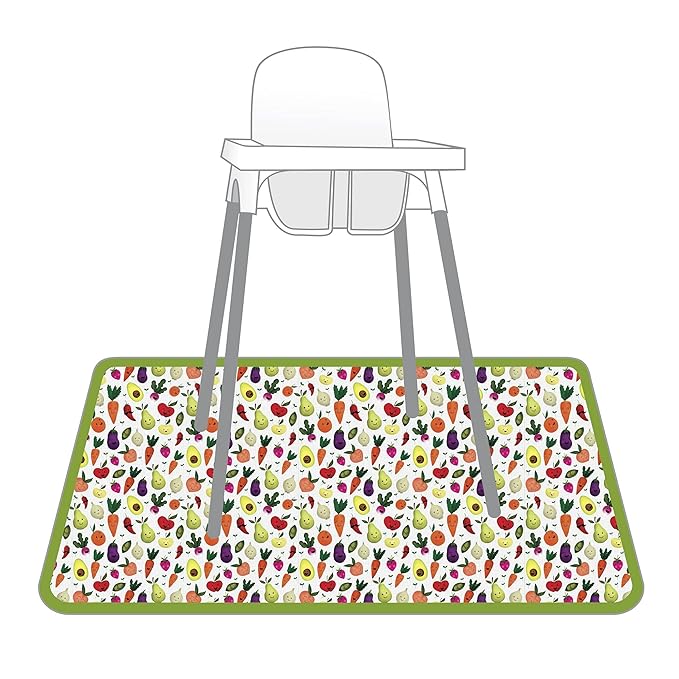 BapronBaby Market Fresh Produce Splash Mat - Waterproof Catch-All for Under High Chairs, Floors, Tables, Playtime or Arts & Crafts - Machine Washable - 45" x 45”
