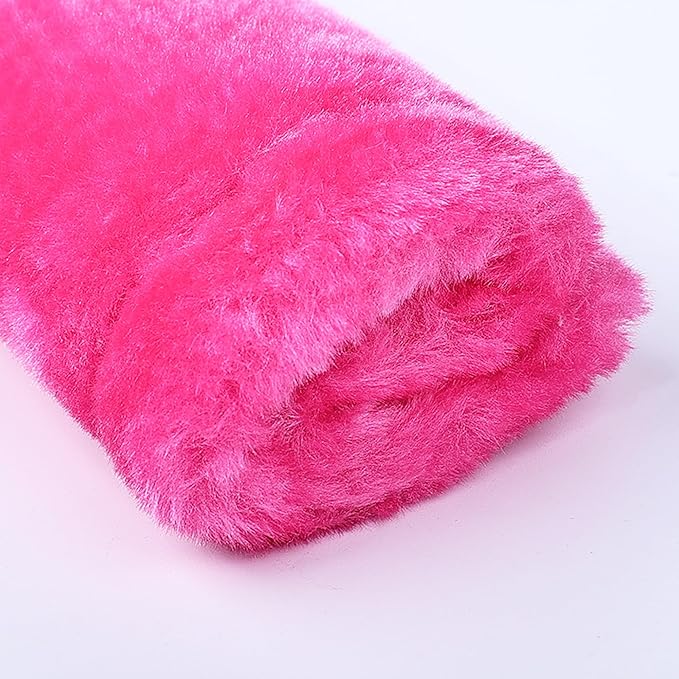 Amooca Soft Faux Fur Universal Fit Seatbelt Cover Car Truck SUV Airplane Seat Belt Shoulder Pad for Carmera Backpack Straps Neck Cushion Protector 2 Pack 10.5in Rose Red