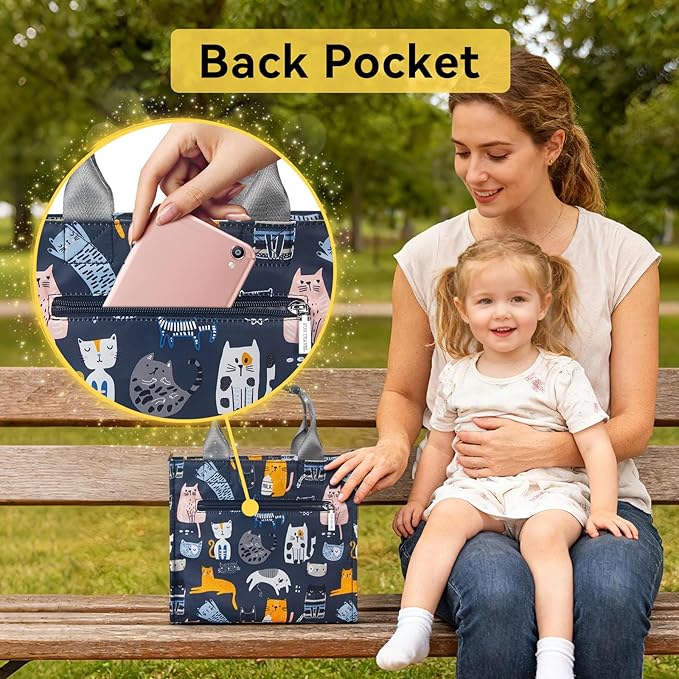 PHEBEN Small Diaper Bag Tote Waterproof Travel Mini Diaper Bag Multi-Function Baby Handbag Crossbody Purse(Cat Paradise)