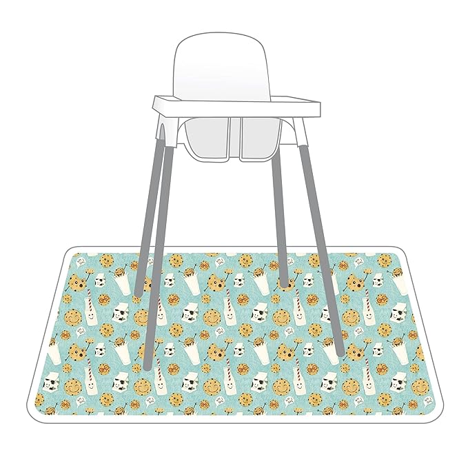 BapronBaby Cookies & Milk Splash Mat - Waterproof Catch-All for Under High Chairs, Floors, Tables, Playtime or Arts & Crafts - Machine Washable - 45" x 45”