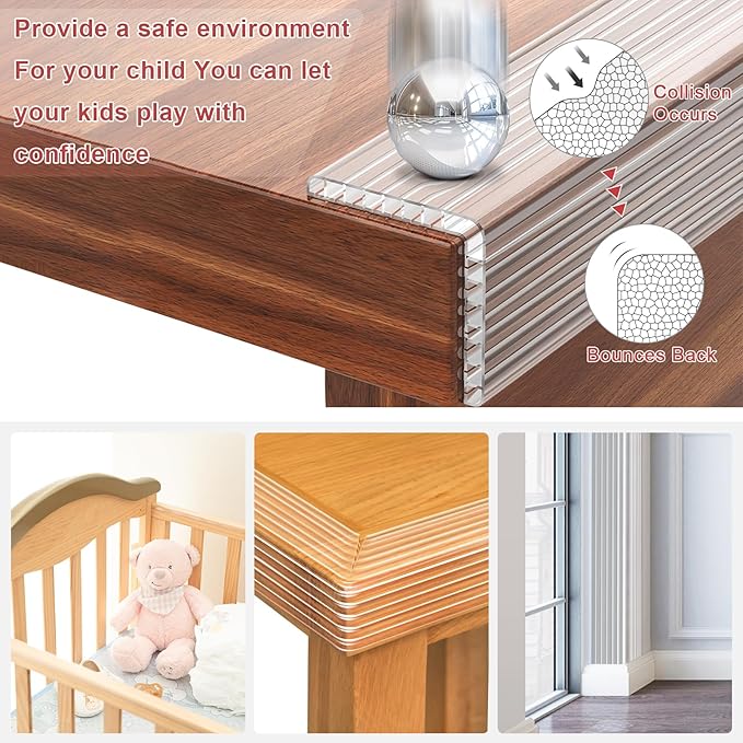 Baby Proofing13.2ft Long (0.9" Wide),Clear Corner Protectors,Soft Edge Protectors Corner Guards Furniture Corner&Edge Safety Bumpers with Upgraded Strong Adhesive for Sharp Furniture & Table Edges