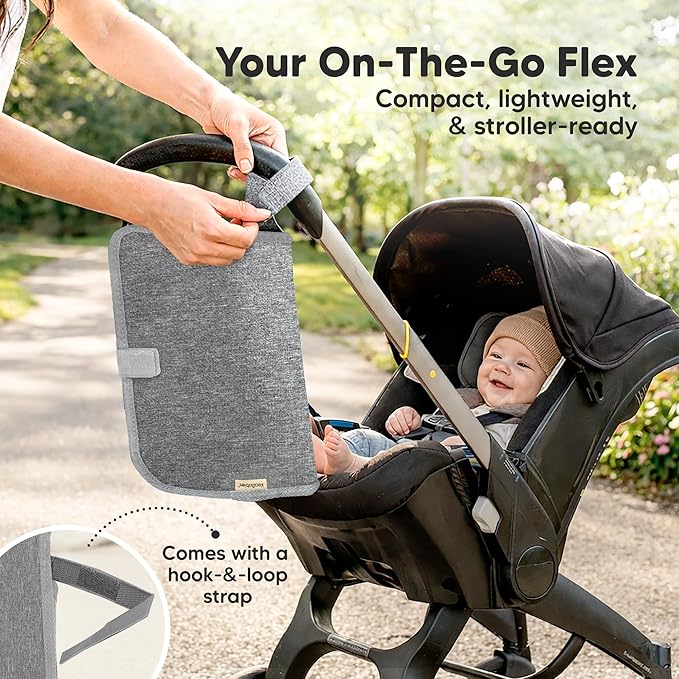 KeaBabies Portable Changing Pad for Baby, Travel – 26 x 21 Wipeable, Waterproof, Foldable Baby Diaper Changing Mat for Diaper Bag, Caddy, Car, Bed, Newborn, Compact Changer Mat Station (Classic Gray)