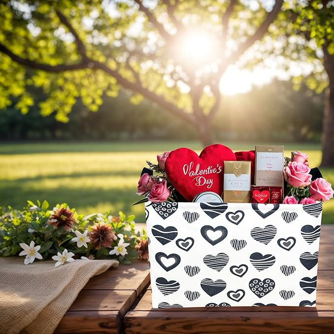 ASKETAM Valentine's Day Basket Gift for Empty Cute Heart Large Storage Bin for Kid and Baby Room Décor (Black Creative Love)