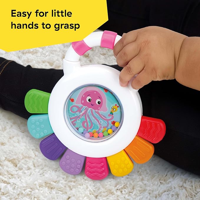 Baby Einstein Ocean Explorers Sensational Janet Sensory Rattle & Teether, Ages 0+ Months, Pink Jellyfish