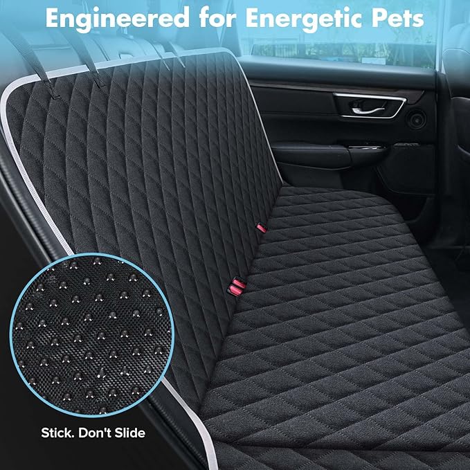 Meolsaek Car Seat Cover for Dogs, Non-Slip Rear Waterproof Car Bench Seat Cover for Back Seat, Dog Car Seat Cover for Trucks SUVs Most Cars (Black with Mesh)