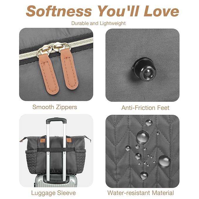Tonyeee Diaper Bag Tote, Large Baby Diaper Bags Waterproof, Hospital Bag for Labor Delivery with Pacifier Case, Changing Pad, Shoulder Strap, Dark Gray
