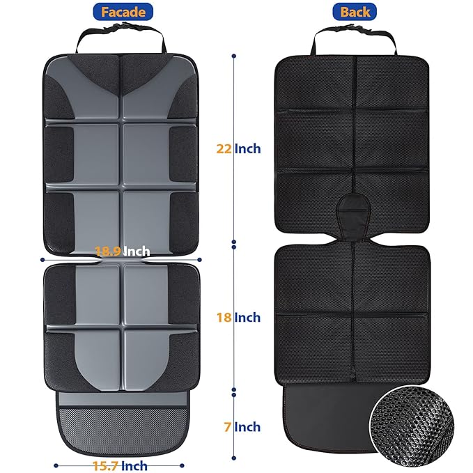 Gimars Car Seat Protectors, 2 Pack XL 5-Layer Thickest EPE Waterproof Protectors with 600D Fabric, Nonslip Backing, Storage Pockets for SUV, Sedan, Truck, Leather Seats (Gray)