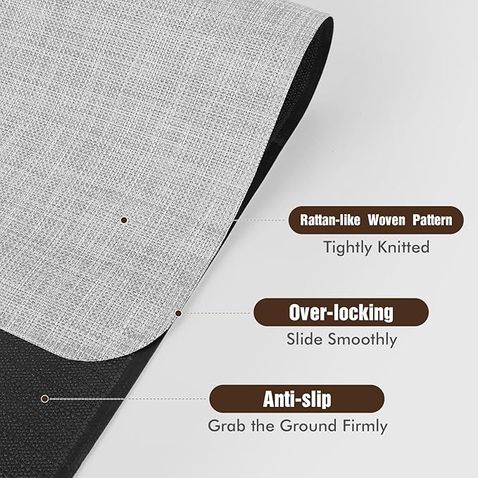 Blvornl Office Chair Mat for Hardwood Floor, 36"x 48" Desk Computer Chair Mat for Hard Wood and Tile Floor, Large Anti-Slip Hard Floor Protector Rolling Chair Mat, PVC Mat Desk Rug Light Grey