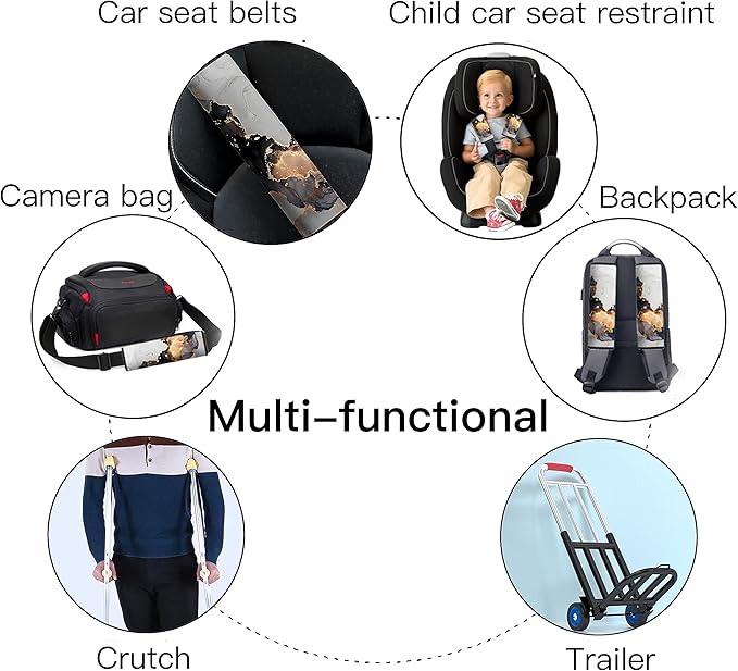 Mokiwala Car Seat Belt Pad Cover, 2-Pack Soft Car Safety Seat Belt Strap Shoulder Pad for Adults and Children, Suitable for Car Seat Belt, Backpack, Shoulder Bag (Colorful Marble)