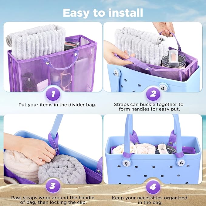 OUTXE Beach Bag Organizer Compatible with Baby Bogg Bag Accessories Inserts, Lightweight Mesh Insert Divider Pouch for Small Bogg Bags, Beach Tote Bags Insert for Organizing