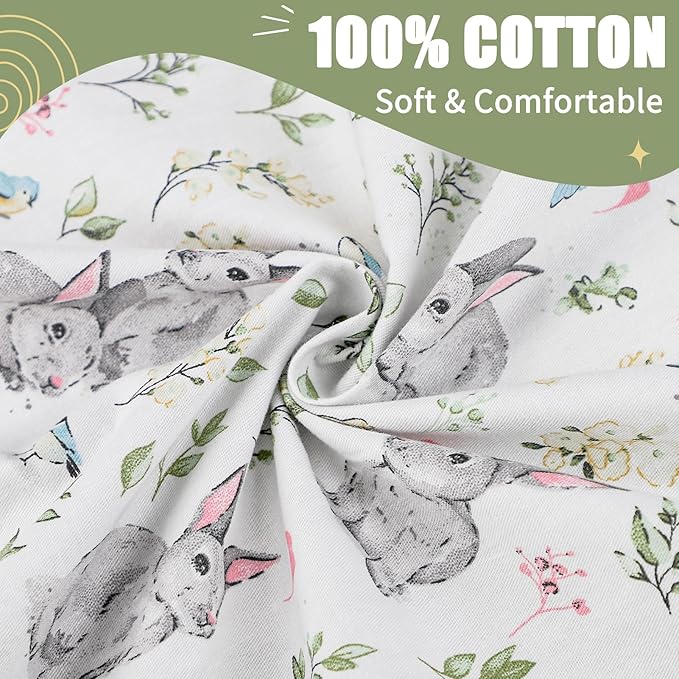 Jundetye Baby Lounger Cover for Boys Girls, Reversible Baby Nest Cover, Adjustable Baby Lounger Replaceable Cover for Infant Newborn, Portable and Machine Washable, Cotton Green Rabbit Cover