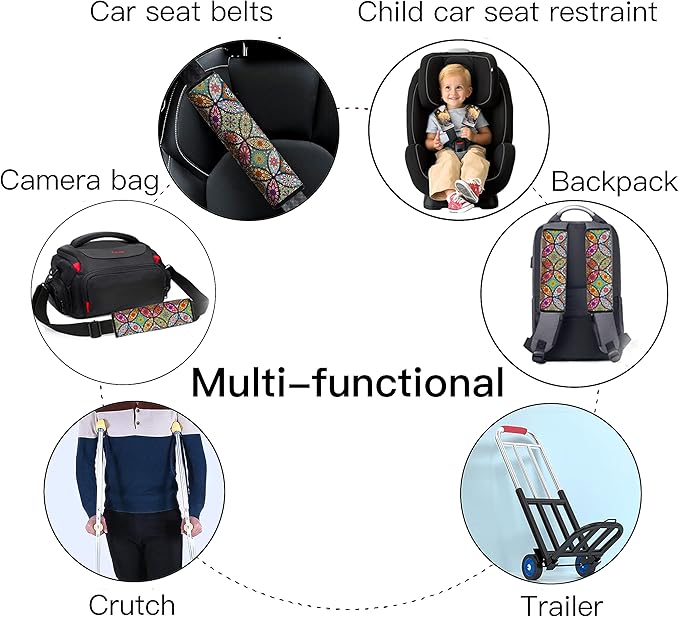 Mokiwala Car Seat Belt Pad Cover, 2-Pack Soft Car Safety Seat Belt Strap Shoulder Pad for Adults and Children, Suitable for Car Seat Belt, Backpack, Shoulder Bag (Pretty Mandala)