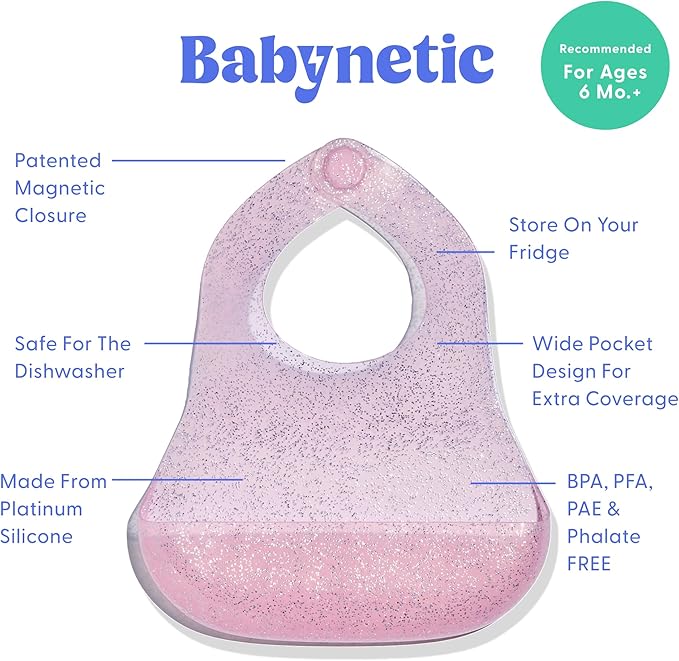 Magnetic Silicone Baby Bib – Waterproof, Dishwasher Safe, BPA Free Food-Grade, Feeding Bib for Infants and Toddlers