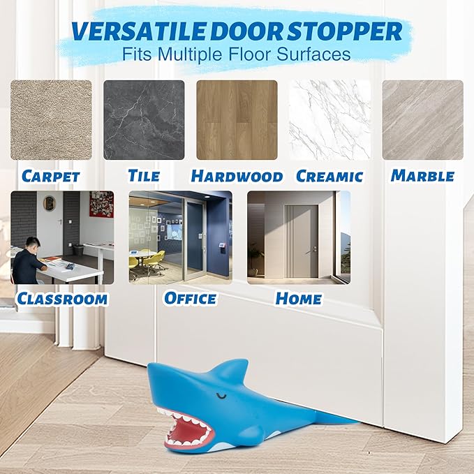 3Pcs Cute Door Stopper, Cartoon Shark Animal Door Stop, Decorative Door Wedge for Home and Office Floor(Patented)
