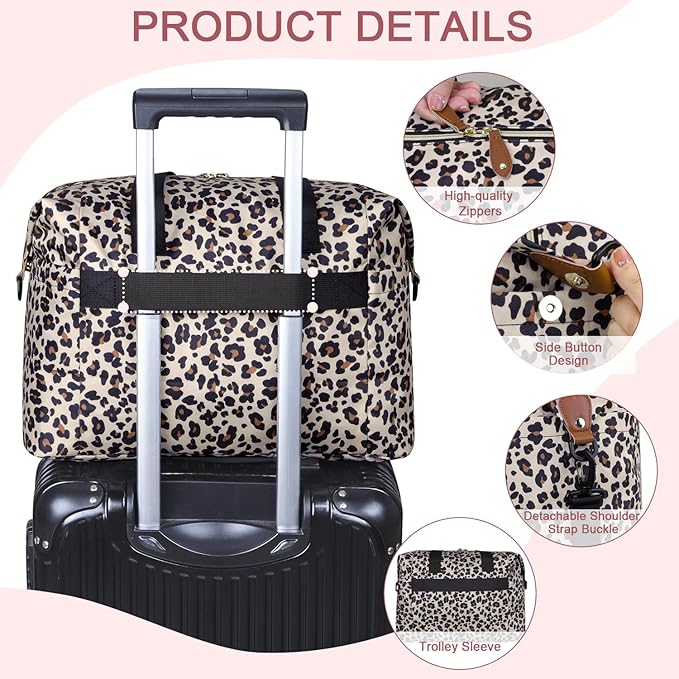 Pritent Diaper Bag Tote - Diaper Baby Bags with Pacifier Case, Shoulder Straps, Stroller Clips, Waterproof Large Mommy Maternity Travel Baby Bag for Mom and Dad, Leopard Print