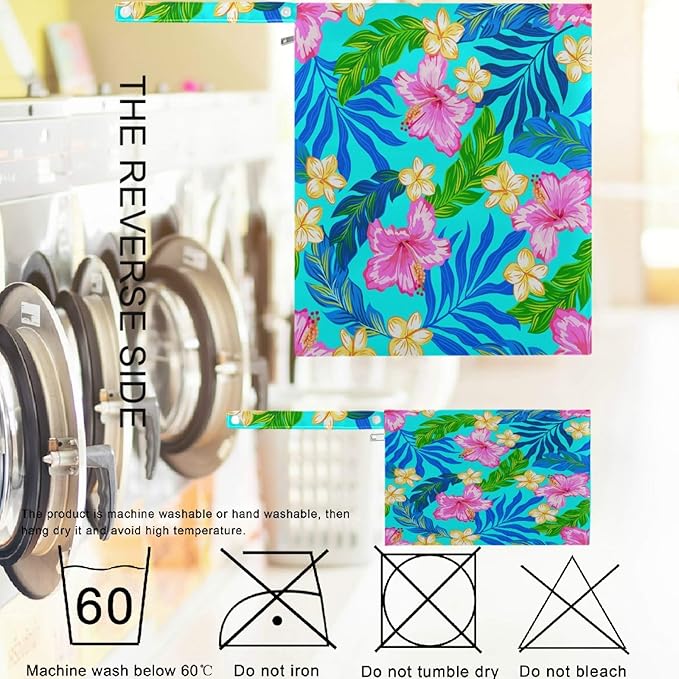 visesunny Tropical Hibiscus Floral Turquoise 2Pcs Wet Bag with Zippered Pockets Washable Reusable Roomy for Travel,Beach,Pool,Daycare,Stroller,Diapers,Dirty Gym Clothes, Wet Swimsuits, Toiletries