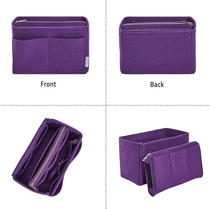 Vercord Felt Organizer Insert For Purse Handbag Tote Bag In Bag Inside Shaper Divider Neo Purple Small