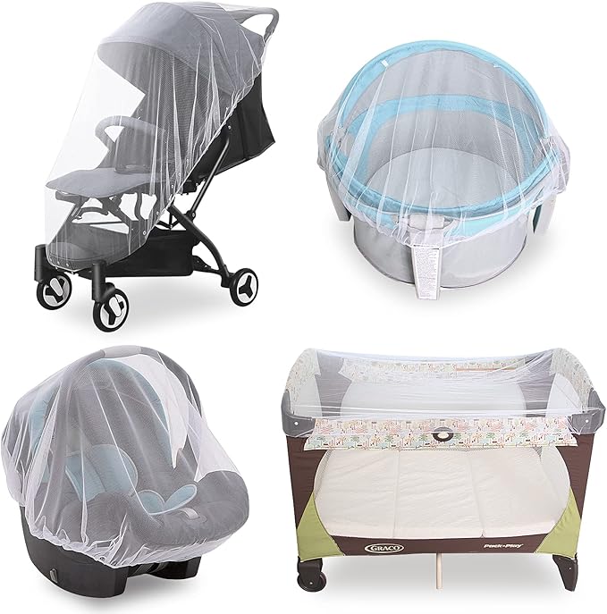 Baby Mosquito Net for Stroller, Reusable Bug Net for Stroller, Playards, Pack N Plays and Portable Mini Crib, Portable & Durable Baby Insect Netting, White