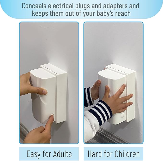 Bates - Baby Safety Outlet Cover Box, 2 Pack, Baby Proof Outlet Covers Baby Proofing, Plug Covers for Electrical Outlets, Socket Covers for Outlets, Child Proof Outlet Cover, Outlet Box Cover
