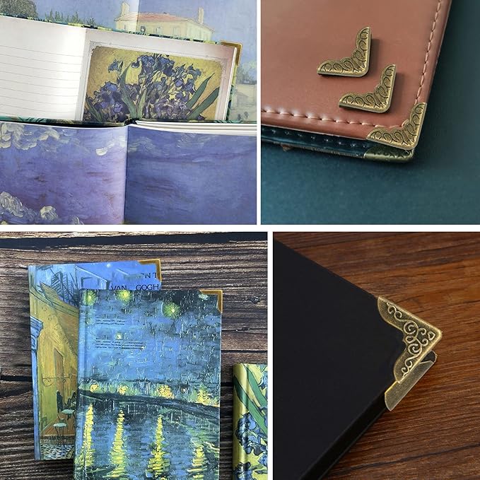 96PCS Metal Book Corner Protector, 24 Styles Iron Guard Edge Cover, Vintage Metal Decorative Cover Pad, for School Book Album Scrapbook Notebook, Desk Jewelry Case Box Gifts (Package A)