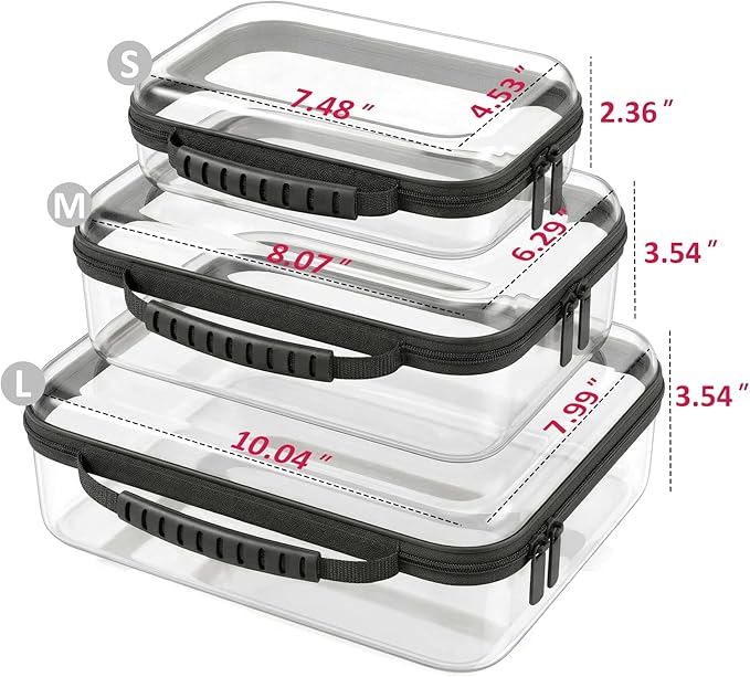 Large Toy Storage Bags with Handle,Clear Hard Shell Zipper Case, 3 Pcs Travel Toiletry Bag,Waterproof toys storage and Organizer Bags for Puzzles,Diapers,Cosmetics,Reusable Organizer Pouch(Black1)