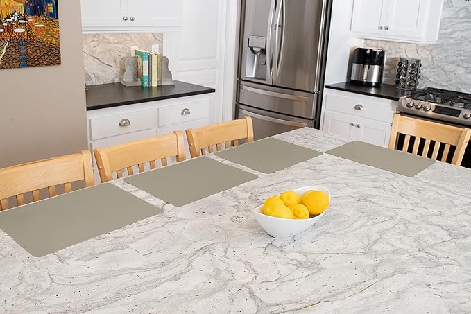 GASARÉ, Placemats Set of 4, Silicone Placemats, Table Mats, Non-Slip, Easy to Clean, Heat Resistant, Flexible, 20% Thicker, 16 x 12 inches x 1.1mm, Taupe