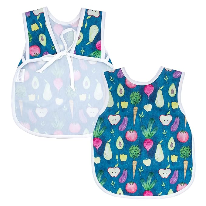 BapronBaby Organic Produce Bapron - No Neck Tie Safer Bib for Baby & Toddler - Soft Waterproof Stain Resistant - Machine Washable - Sz Preschool 3-5yrs