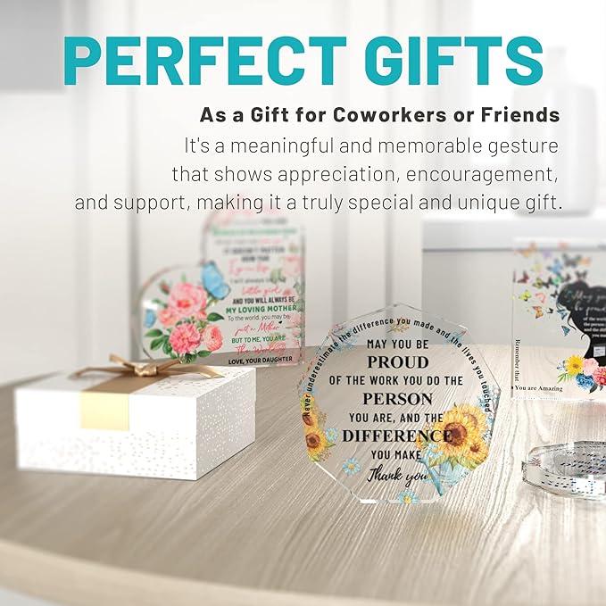 Thank You Gifts for Coworker Women, Teacher Appreciation Gifts, Retirement Goodbye Farewell Gift, Administrative Professional Day Gifts, Inspirational Acrylic Decorative Sign