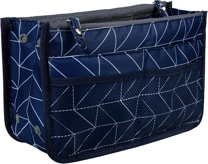 Vercord Updated Purse Handbag Organizer Insert Liner Bag in Bag 13 Pockets Navy Blue Medium