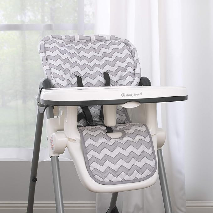 Soft Gray and White Chevron High Chair Pad | Easy to Install Replacement Cushion Fits Most 3-5 Point Harness High Chairs