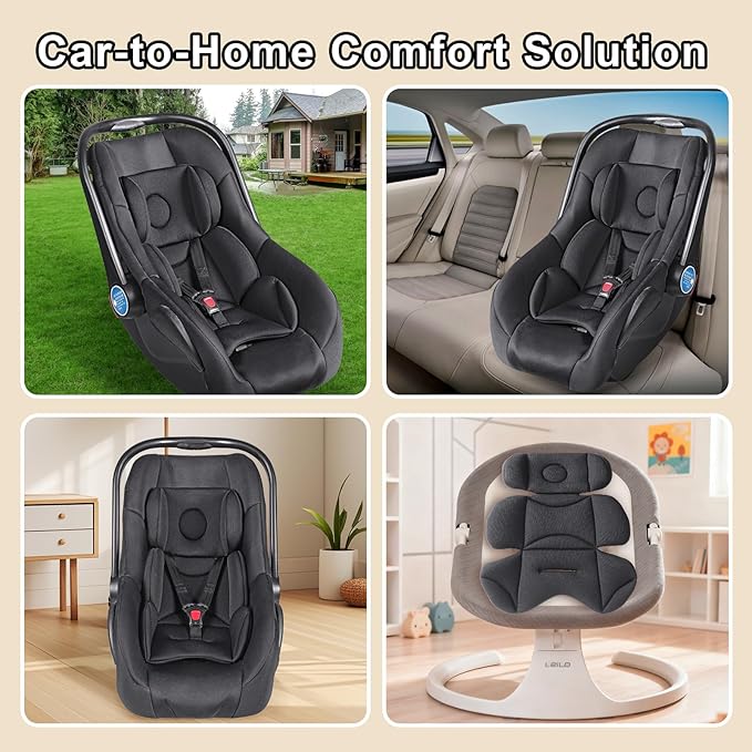 Infant Car Seat Insert – Thickened, Breathable & Fold-Go Baby Head & Body Support for Infant, Soft Mesh Car Seat Cushion, Easy-Carry Protector for All Strollers & Carriers