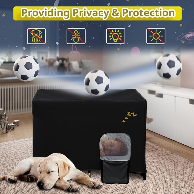 South to East Pack N Play Blackout Cover, Portable Stretchy Blackout Tent for Travel Crib, Breathable Cover for Pack and Play, Blocks 90% of Light with Optimal Airflow, Blackout Pod for Baby Sleep