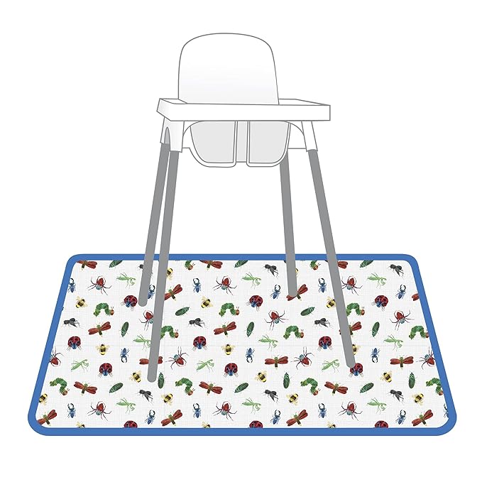 BapronBaby Eric Carle Bug World Splash Mat - Waterproof Catch-All for Under High Chairs, Floors, Tables, Playtime or Arts & Crafts - Machine Washable - 45" x 45”