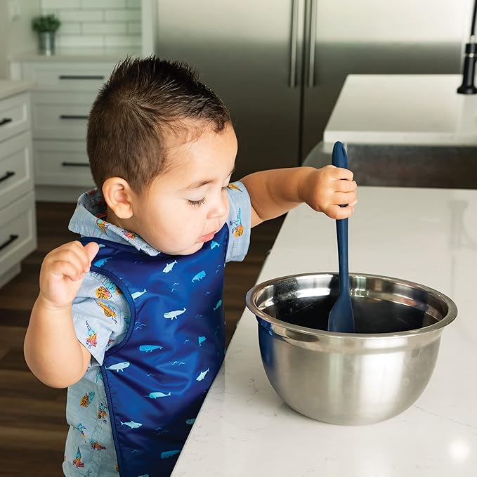 Tiny Twinkle Mess Proof Baby Bib for Boys | Waterproof Toddler Bib for Eating | Baby Apron for Feeding, Machine Washable | Perfect Shower Gift (Ocean Life, 2-4Y)